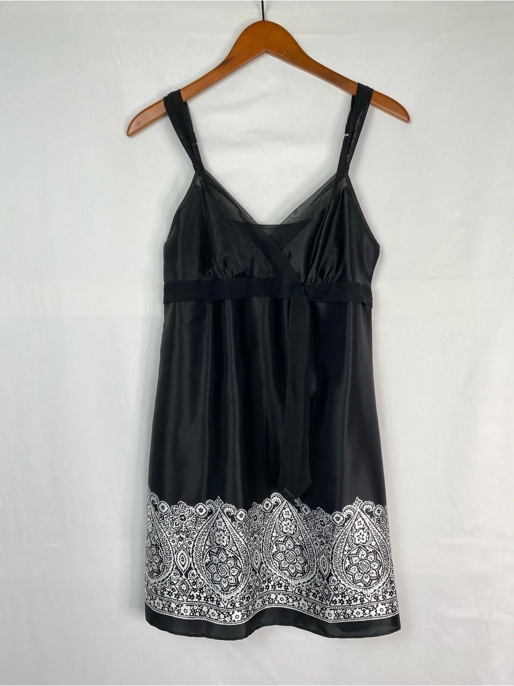 Vintage Morgan Taylor Intimates Slip Dress Size Medium Black Satin